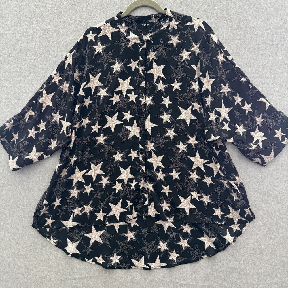 Torrid Celestial Star Print Top Sz 2X Black White Hipster Sun Moon Bohemian